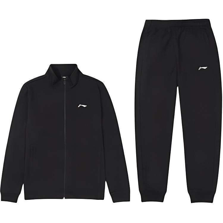 Li Ning Sports Lifestyle Series Solid Color Stand Collar Zipper Long Sleeve Simple Straight Comfortable Long Pants Casual Sports Suit AWEV019-1