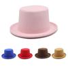 Solid Color Flat Top Hat Wool Magician Hat Music Festival Caps Adult Headdress