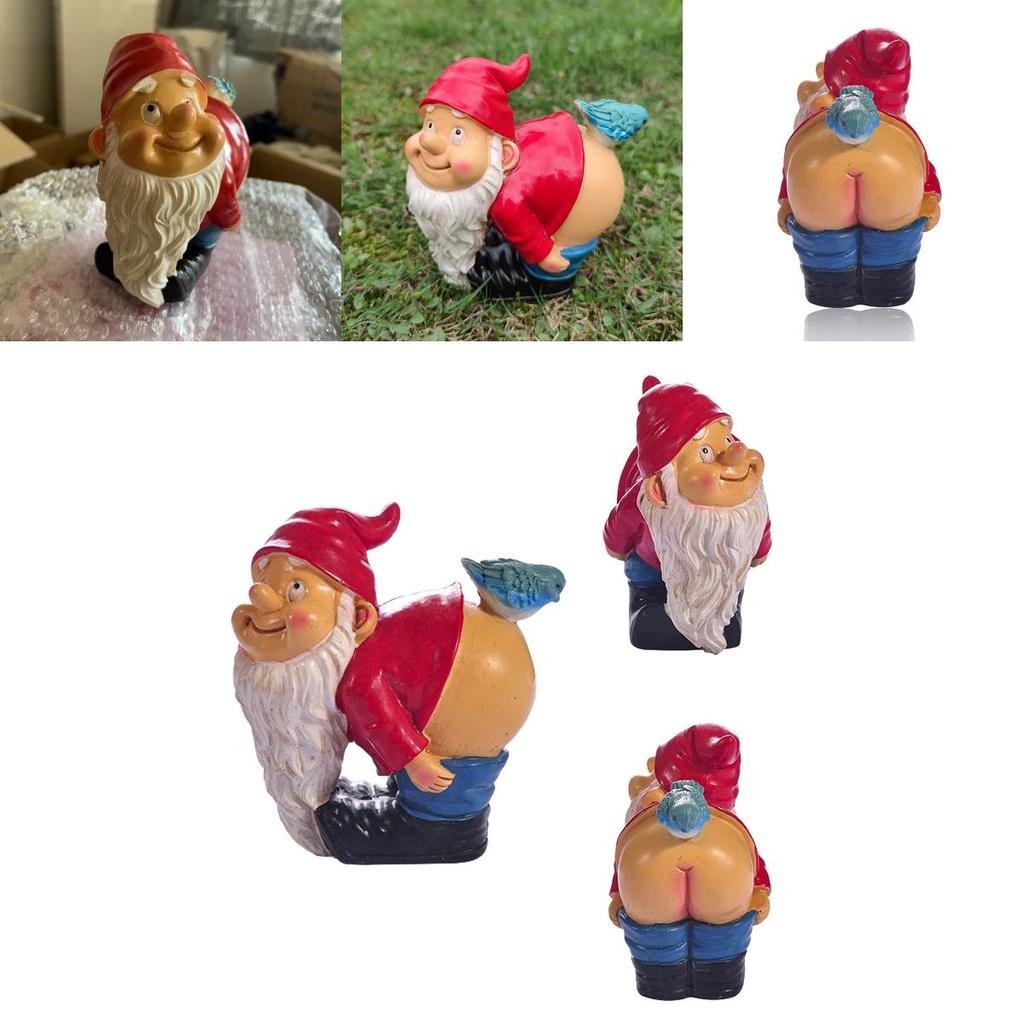 Cheeky Garden Gnome Statue Funny Dwarf Figurine For Outdoor Decoration