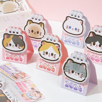 Desk Calendar Compact Cute Cartoon Design Portable Space-Saving Kawaii Coil Planner for Daily Organization