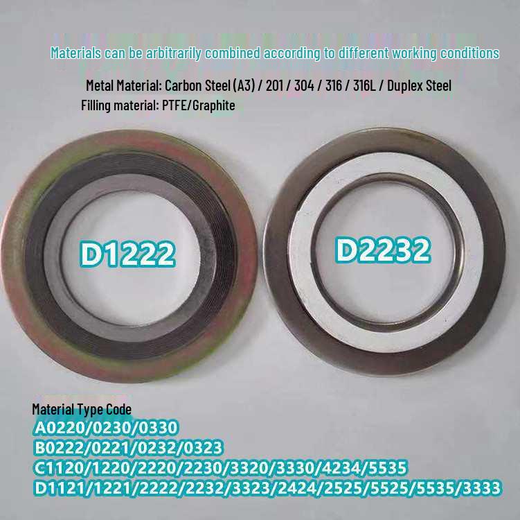 Carbon Steel D1221 Spiral Wound Gasket - National Standard D2222 Reinforced Metal Gasket, Fast Shipping.