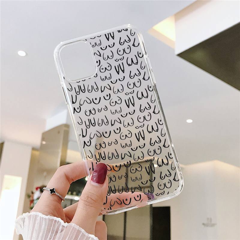 Boobs Art Sexy woman Print Phone Case For iPhone 11 12 Mini 13 Pro XS Max X 8 7 6s Plus 5 SE XR Transparent Shell
