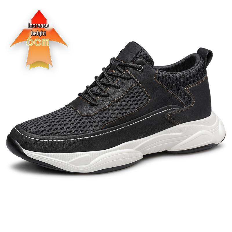 Men s Hidden Height Flyknit Casual Sneakers with Thick Soft Soles, Offering 6cm to 8cm Height Boost. 39