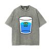 Funny Style Cartoon Water Cup Print Women's T-Shirt Loose Wash Oversized Short Sleeve Summer Basic Jianye Retro Top