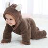 New Coral Fleece Hooded Baby Romper - Warm, Long Sleeve One-Piece Suit for Autumn/Winter