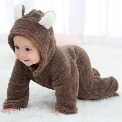 Neuer Korallenfleece Baby Strampler mit Kapuze - Warmer Einteiler mit Langarm für Herbst/Winter