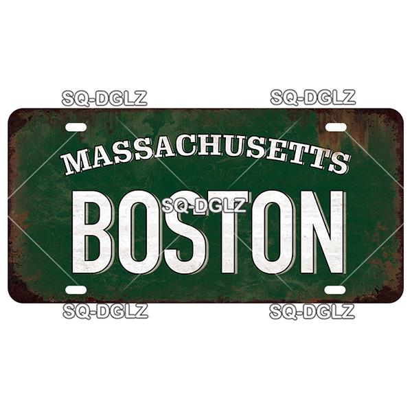 USA EAST City BOSTON MIAMI 15x30CM Plate Sports Tin Sign State Wall Decoration Metal Sign Home Decor Painting Plaques Art Poster