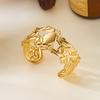 Roestvrij Staal Brede Manchet Armbanden voor Vrouwen Goudkleurig Grote Bij Bloemenprint Armbanden Exquise Feest Sieraden Accessoires