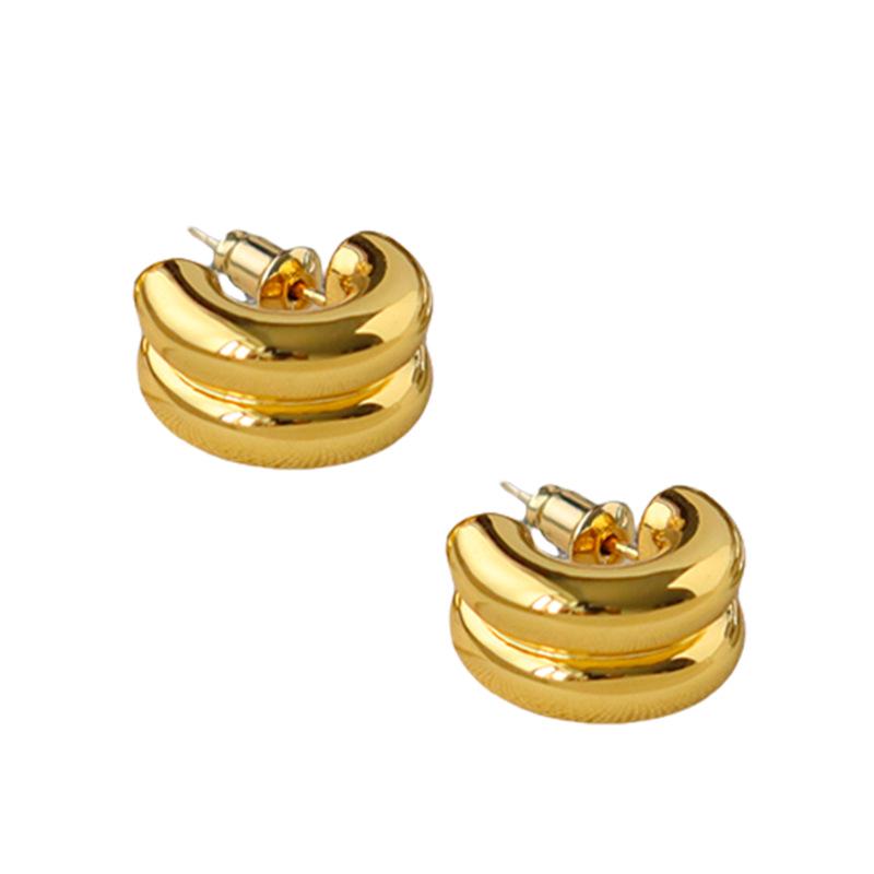 Chic C-Shaped Earrings: Retro Luxe, Simple & Versatile European/American Design with 925 Silver