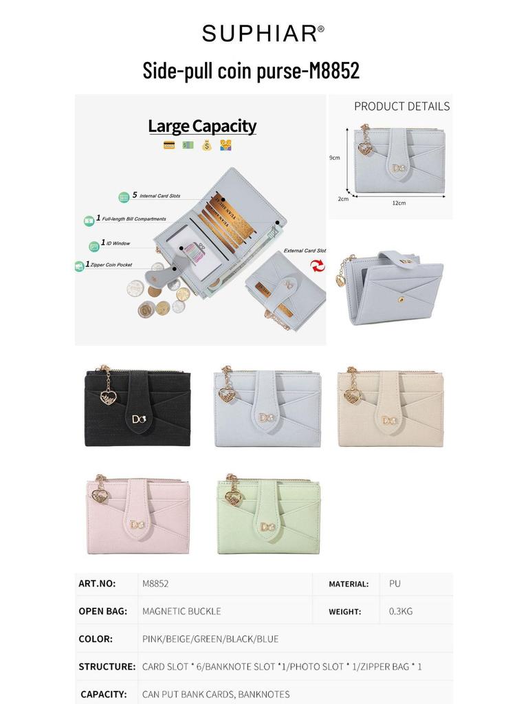 Women's PU Leather Zipper Wallet - Large Capacity Card Holder for Commuting and Students