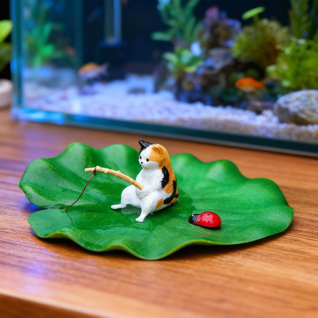 Aquarium Decor Floating Cat Fishing Aquarium Model Decoration Betta Fish Tank Decor Model for Hobbyists Keepers Beginners Home