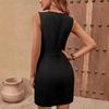 Summer Women’s Solid V-neck Chain Dress - European & American Style 2026