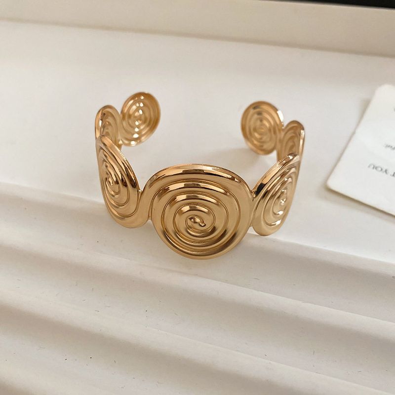 European and American Metallic Pleated Spiral Flower Open Bracelet, Fashionable and Versatile Bracelet, Niche Design Jewelry Bracelet-Gold-Spiral
