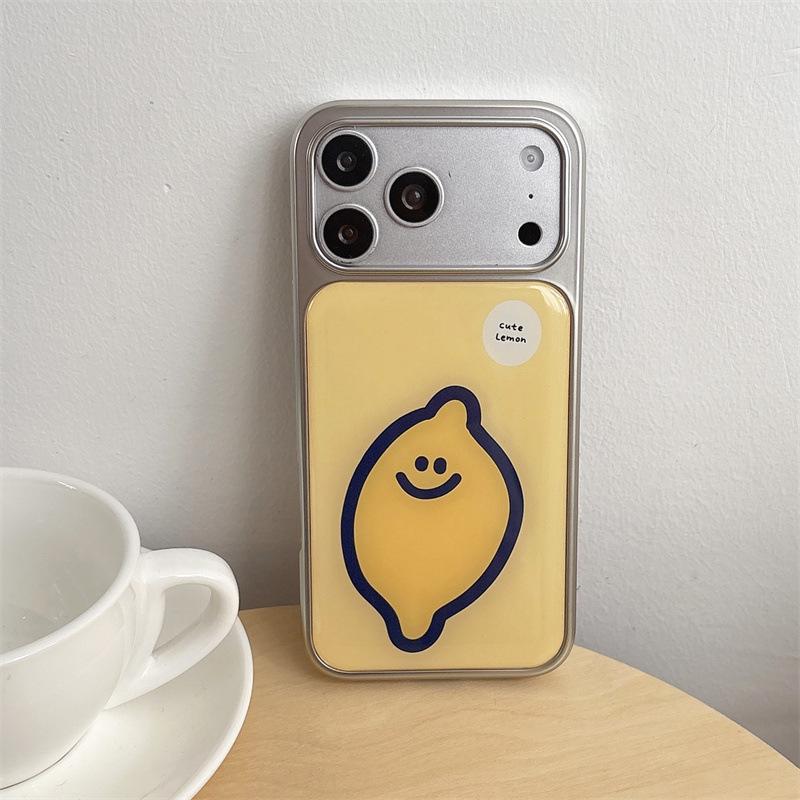 Lemon Star Sequin Plaid iPhone 17/16 Pro Max/15/14 Creative Phone Case iPhone 15