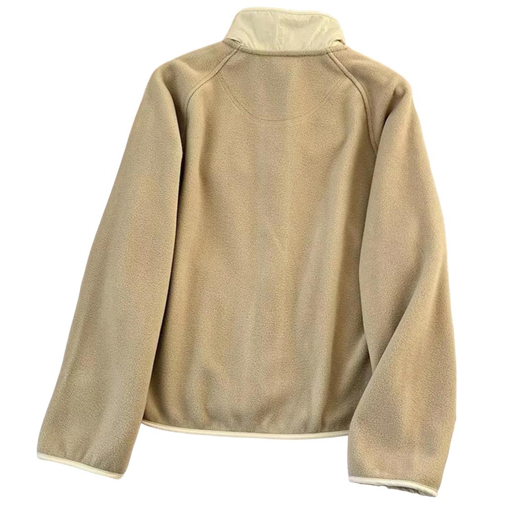 Women's Casual Patchwork Stand-collar Solid-color Long-sleeve Coat