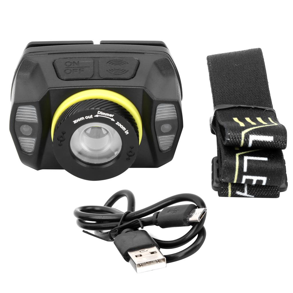 XPG+LED Silná Jasnost Přední Světlo Interakce Otřesem Zoom Vestavěná Baterie USB Nabíjení