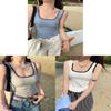 Womens Summer Spliced Cotton Ribbed Tank Top With Builtin Bra For Casual Wear