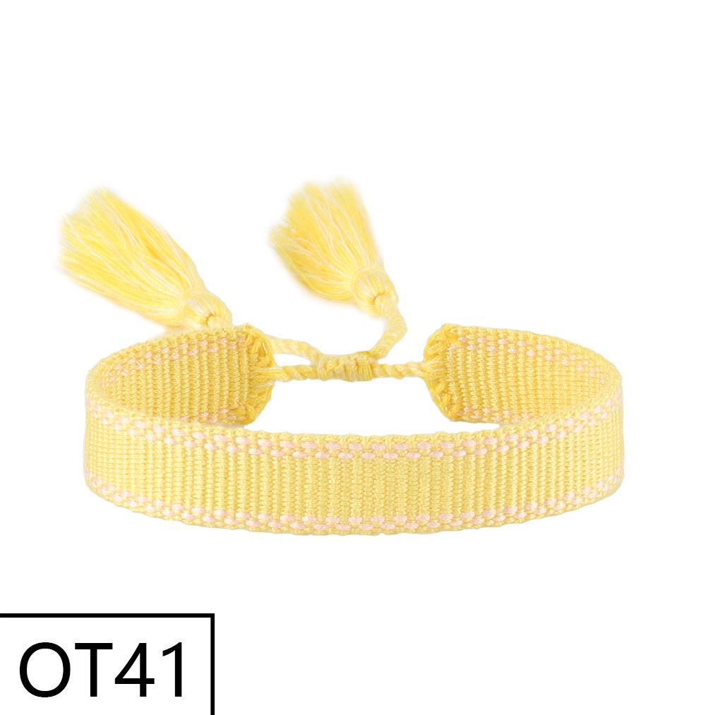 European & American Style Woven Bracelet - Solid Color, 1.3cm, Handmade Tassel, Fashionable Polyester Hand Rope for Women