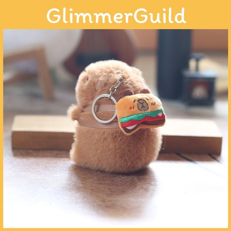 Capybara With Afternoon Tea Bag Plush Keychain Stuffed Gift For Kids Decor Bag