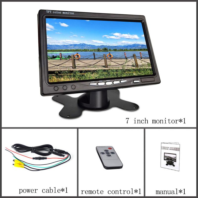 

7 Inch Car Monitor TFT LCD 1024X600 Display Rear View Screen 12V/24V for Vehicle Backup Camera CCTV Home Security Surveillance
