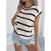 Loose Casual Striped Knitwear Top Color Block Street Style Women's Fashion Cross-Border Summer Basic Fit Batwing Sleeve