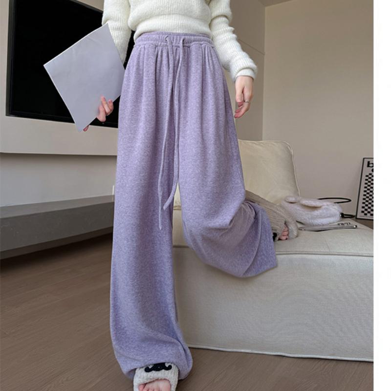 

Рожеві М які Клейкі Штани-рушник для Жінок На Весну Жінки Виглядають Стрункими та Лінивими Ходьба Повсякденні Штани Прямі Штани Широкі Штани XL