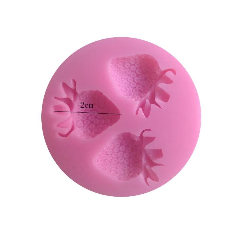 

Силиконовая форма для фруктов и клубники с тремя отверстиями Формы для помадки Инструменты для сахарного творчества Шоколадная форма для тортов Инструменты для выпечки Round розовый