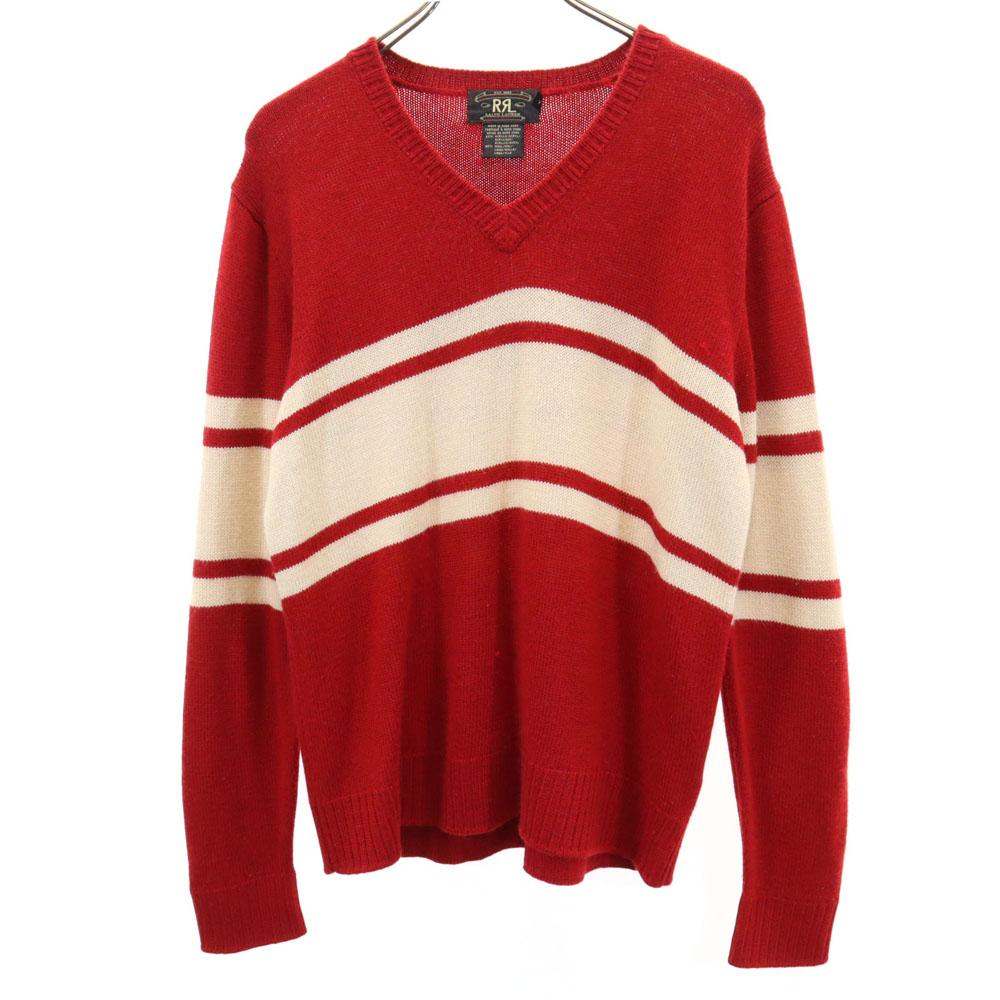 

RRL 90-х годов Старый ярлык с инициалами красный 3 звезды Свитер с длинным рукавом Мужской Б/у