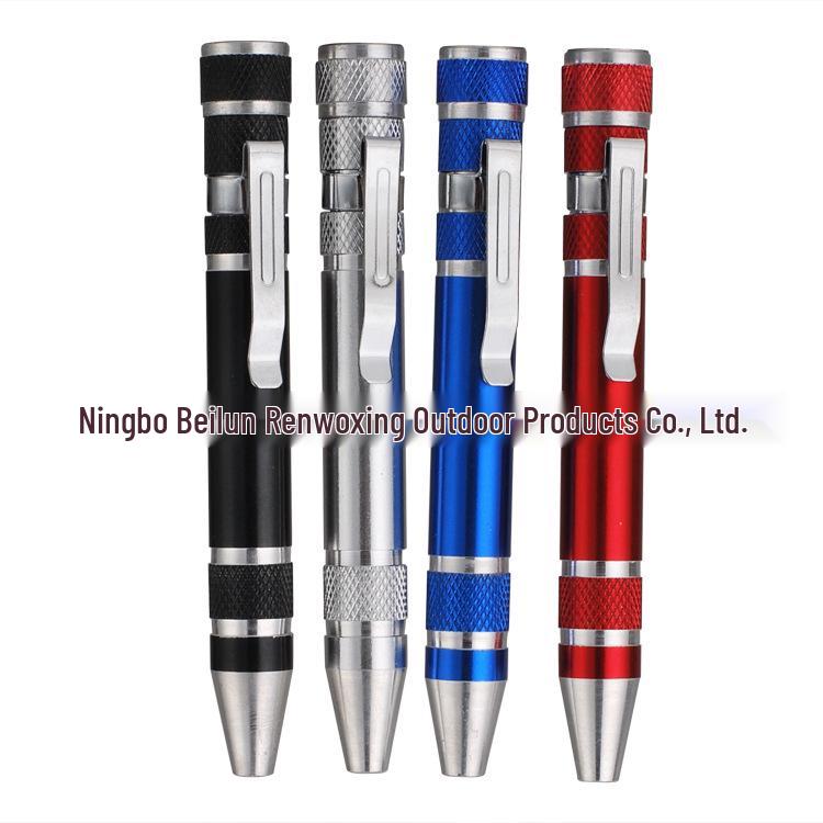 Multifunctional 8-in-1 Aluminum Alloy Screwdriver Pen for DIY Repairs Silver 110x13