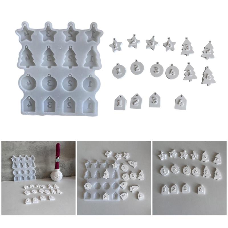 Creative Christmas Tree Ornament Mould Number Figure Pendant Silicone Mold Hanging Accessories Epoxy Resin Jewelry Mold