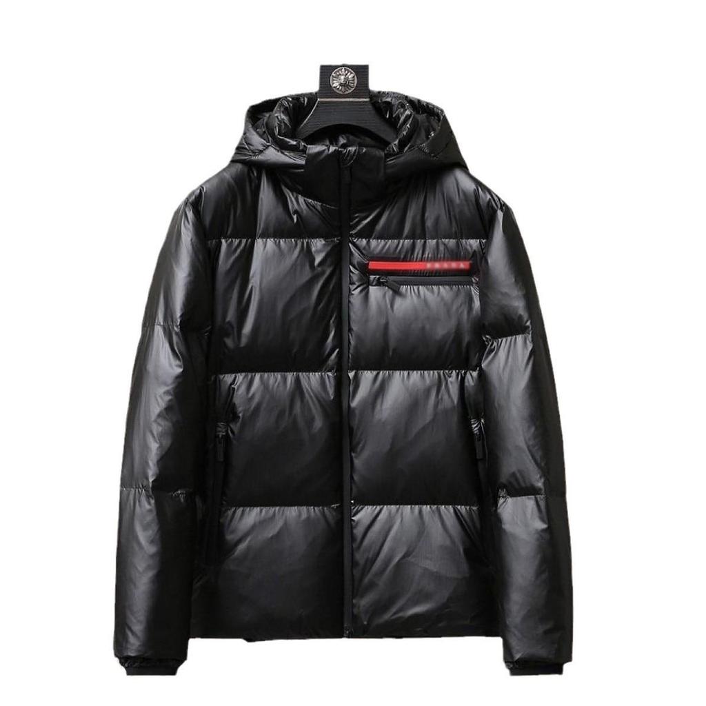 Men's Black Hooded Down Jacket - Thick, Warm, and Short, Made from White Goose Down