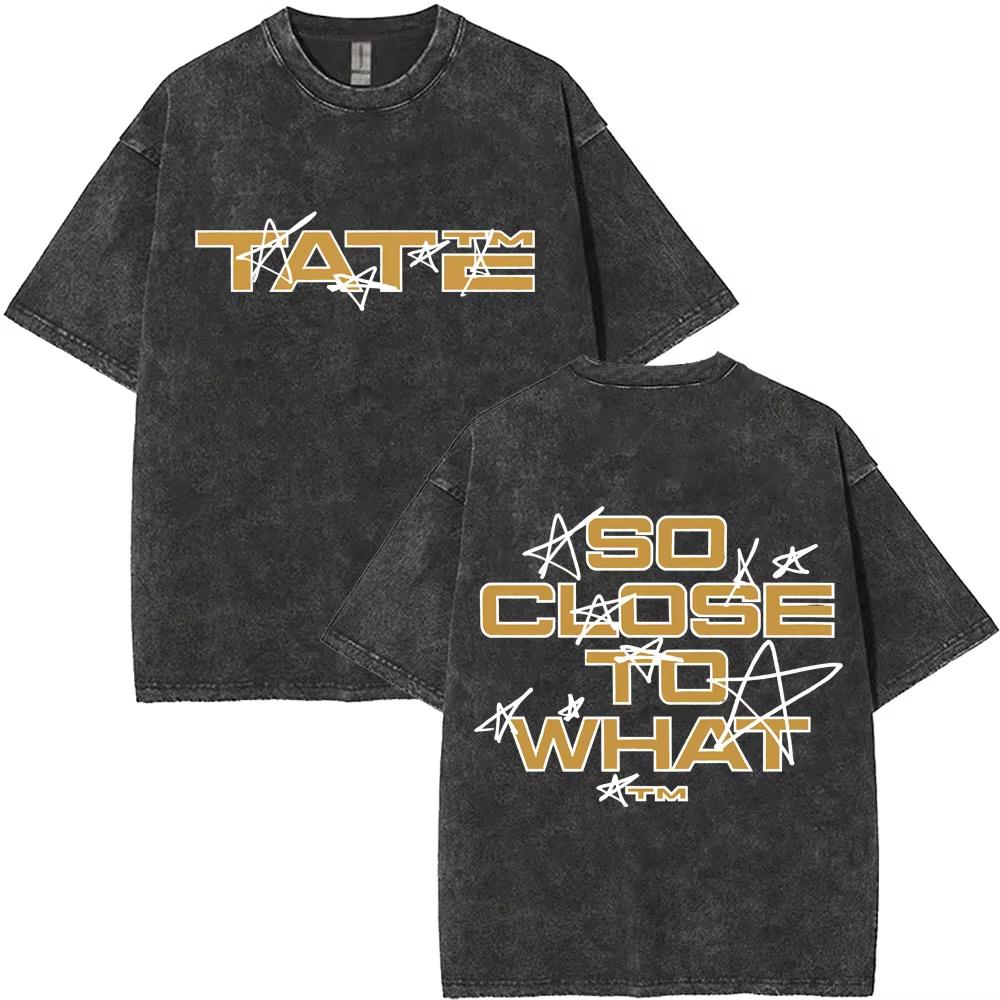 Gewaschenes Vintage Singer Tate Mcrae The Think Later Welttournee T-Shirt Herren Damen Modetrend Oversized T-Shirts Streetwear Unisex
