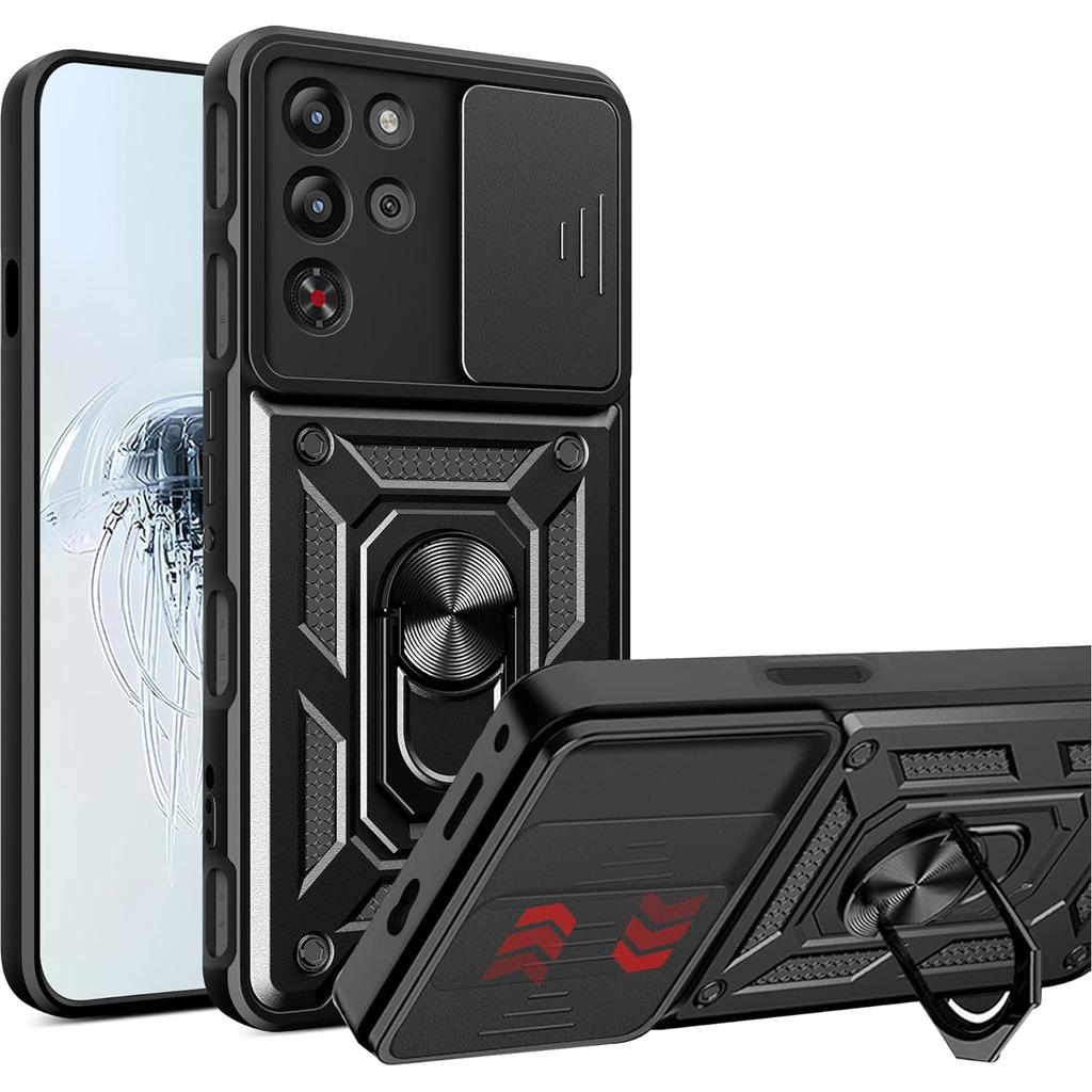 Armor Phone Case For ZTE Red Magic 10S Pro Redmagic 10 Pro 5G Cover Lens Protection Ring Magnetic Stand Holder Coque Fundas Capa