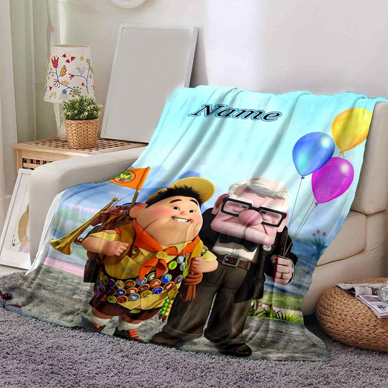 Custom 1pc Adventure Balloons Flags. Blanket, Soft And Comfortable Blanket, Casual Warm, Camping Travel Blanket, Birthday Gift Q910316