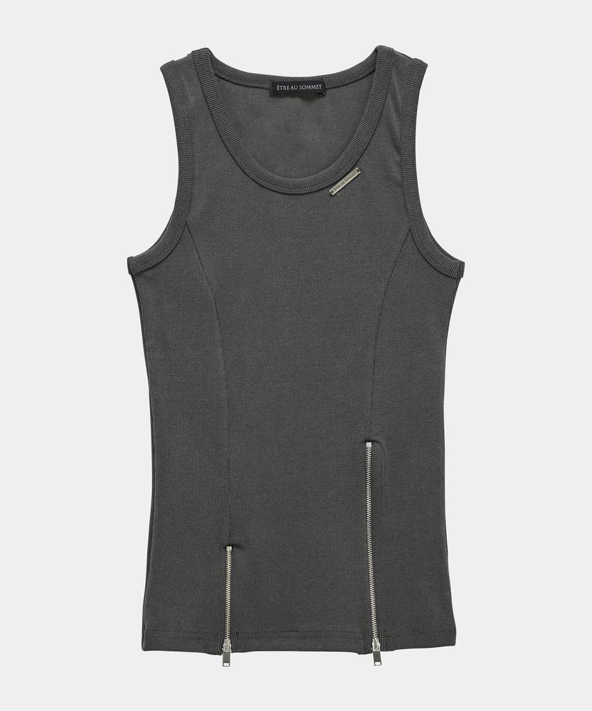 ETRE AU SOMMET Unbal Panel Open Zipper Point Sleeve (Dark Gray)