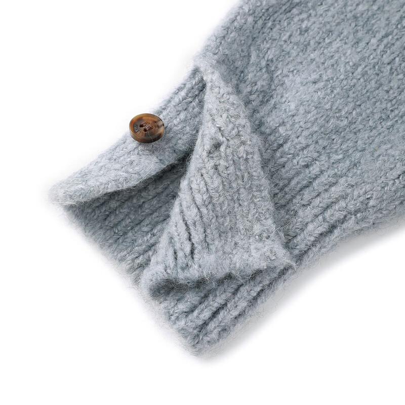 ELLE KIDS Girls' Retro Stand-Up Collar Knit Sweater