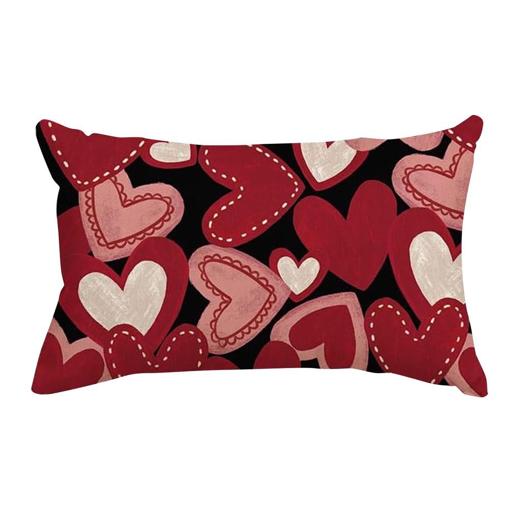 Valentine's Day Pillow Cover, Valentine's Day Heart Striped Wedding Cushion Cover, Sofa Decoration