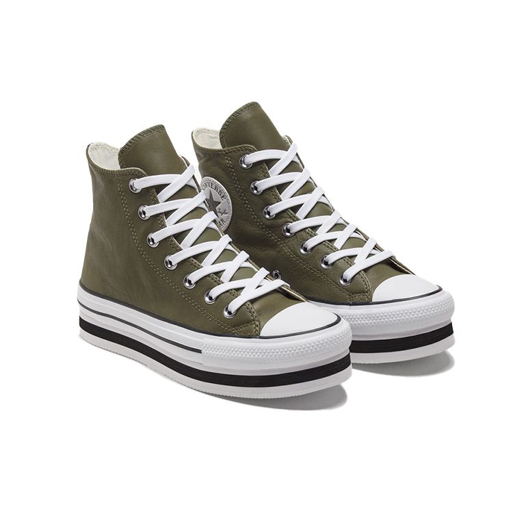 Converse Chuck Taylor All Star Platform Laye Comfortable Casual Leather High Top Canvas Shoes Women sneaker Green 569724C