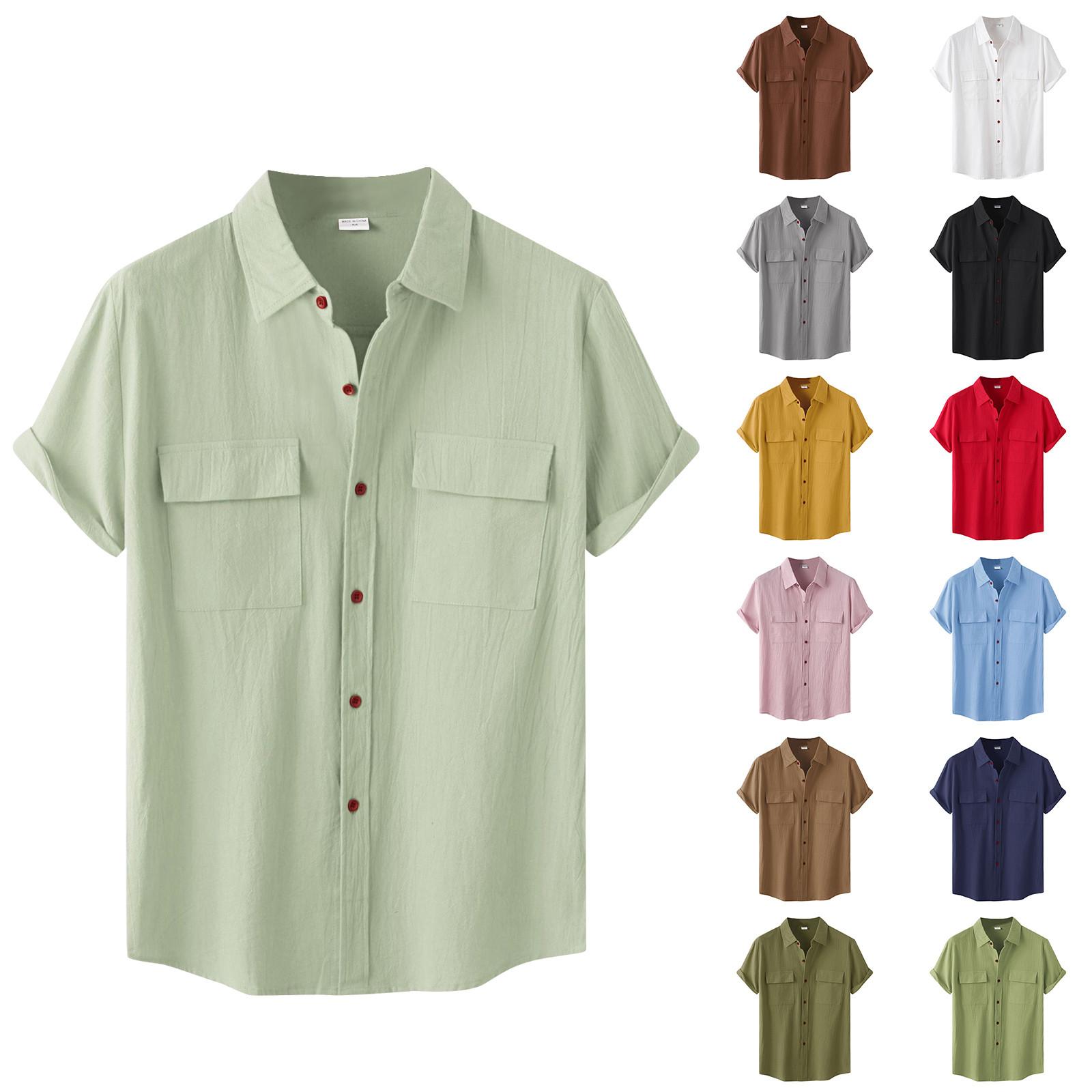 

Мужская мода повседневные тонкие рубашки с короткими рукавами Деловые элитные мужские рубашки XXXL