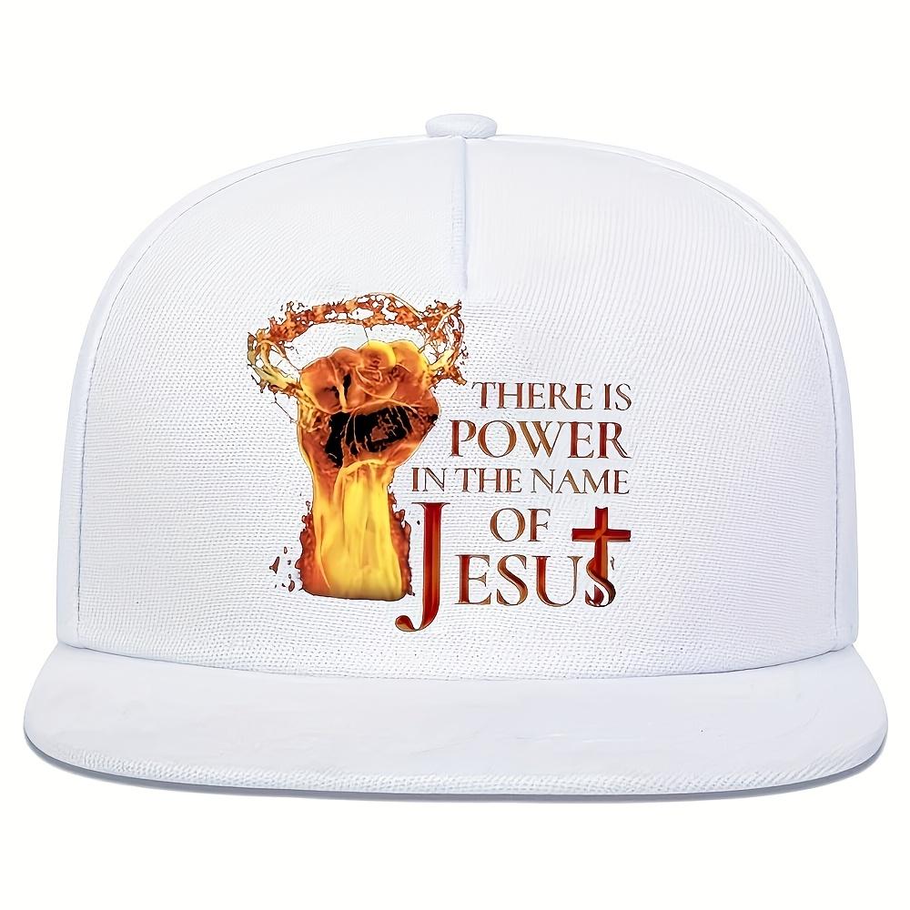 

Power in the Name of Jesus Graphic Print Adjustable Baseball Cap Outdoor Sports Polyester Hat One Size