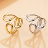 INS Style Hollow Geometric Water Drop Stainless Steel Ring with 18K Gold Vacuum Plating