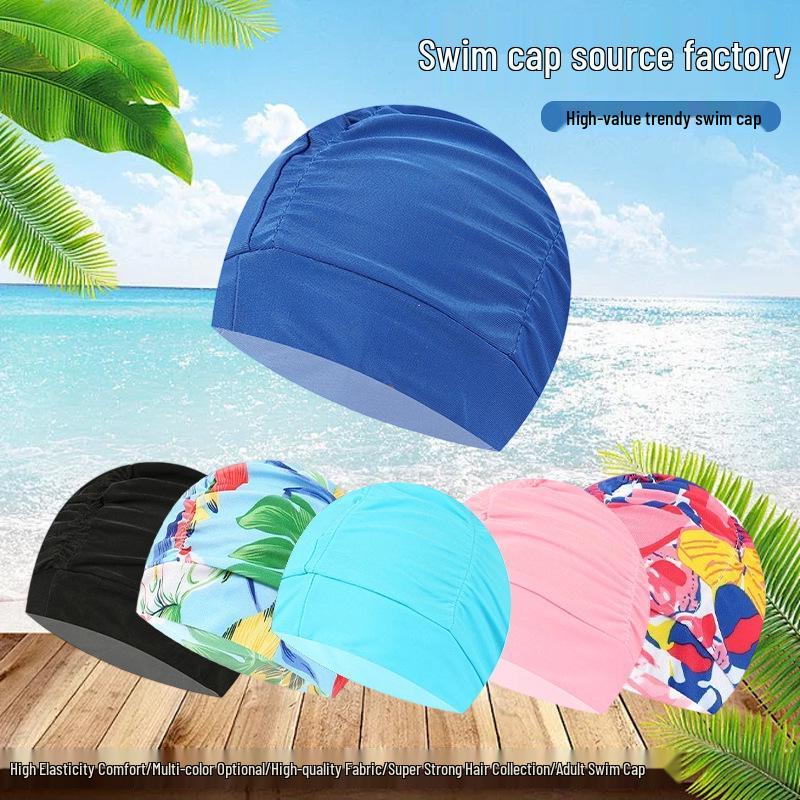 Unisex Adult Pleated Swim Cap – Fashionable, Non-Tightening with Hair and Ear Protection