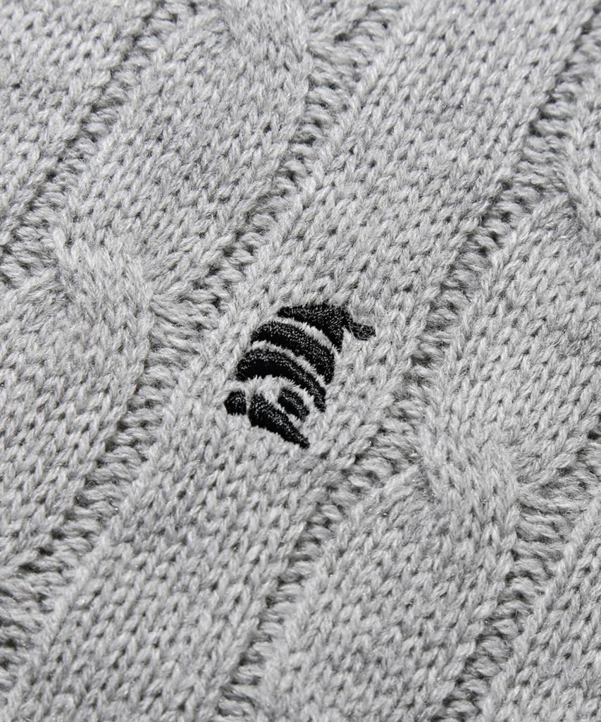 TRILLION Washable Boat Embroidered Cable Crew Neck Knit (Neutral Gray)