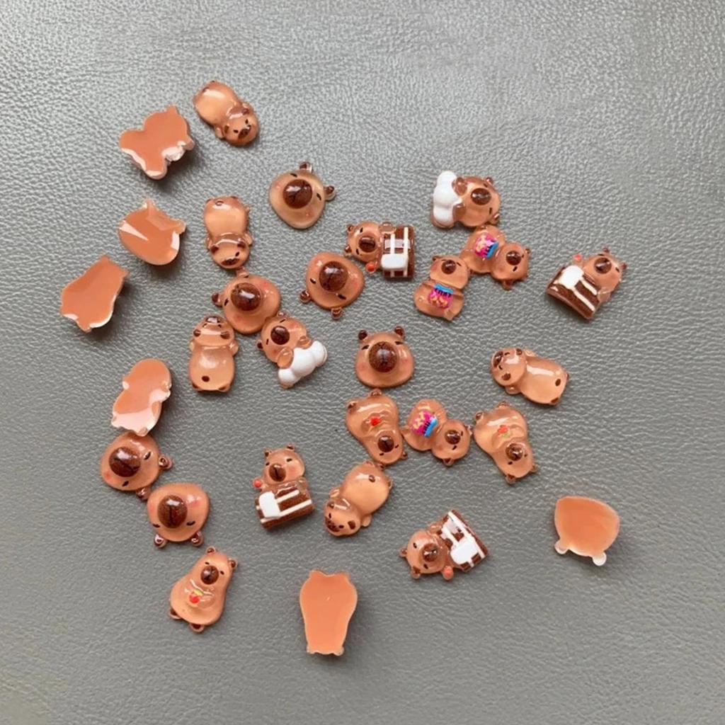 100pcs Mini Capybara Miniatures, Animal Figurines Fairy Garden Home Desk Ornament, Micro Landscape Diy Craft Decoration