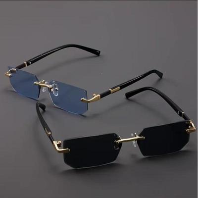 Trendy randlose Sonnenbrille für Männer Frauen Mode rahmenlose rechteckige Sonnenbrille Retro Shades Sommer Reisebrille UV400