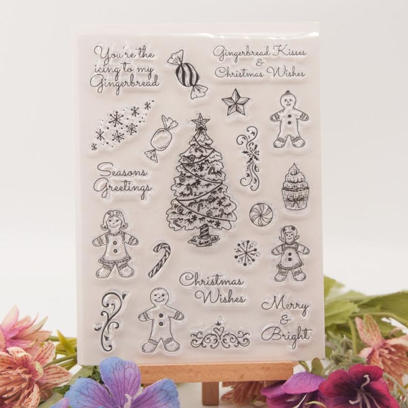 7 Stück Weihnachts-Themen-Dekorative Stempel Klare Silikonstempel für Kartenherstellung Journal Planer Scrapbooking Dekoration