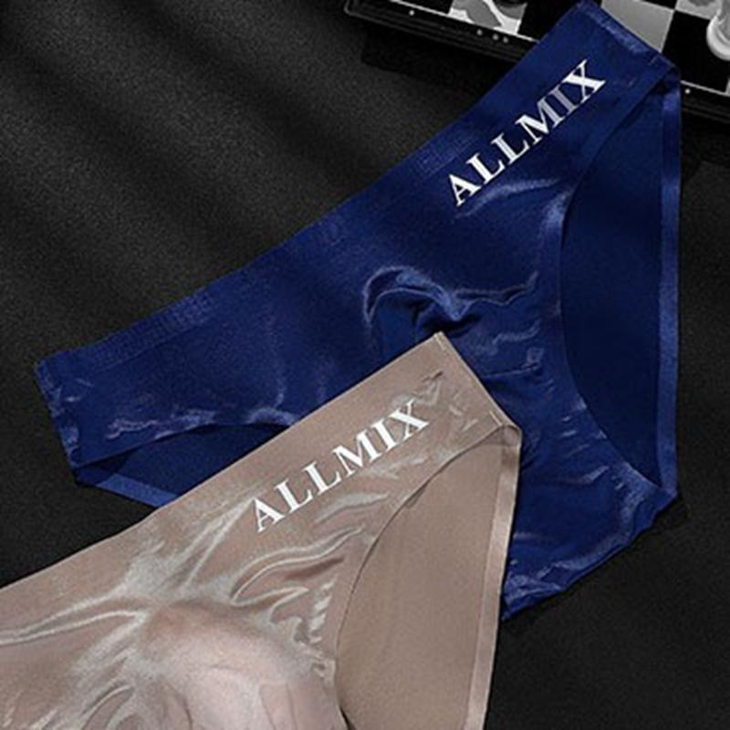 Men's Briefs Breathable Comfortable Letter Sports Sexy Transparent Ice Silk Underwear