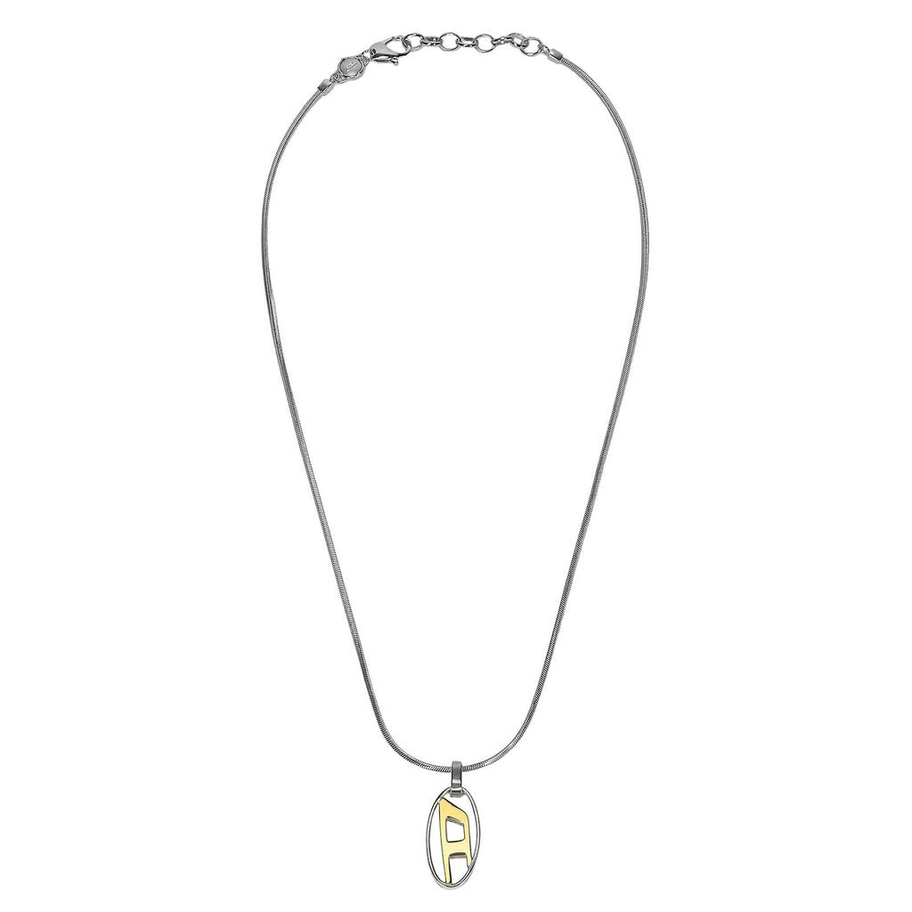 DIESEL Halskette Kette Anhänger Accessoire Schmuck zweifarbig Silber Gold.