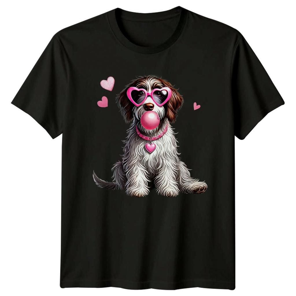 Bubblegum Dog Heart Sunglasses Animals Dogs Unisexs TShirt Unisexs Tee