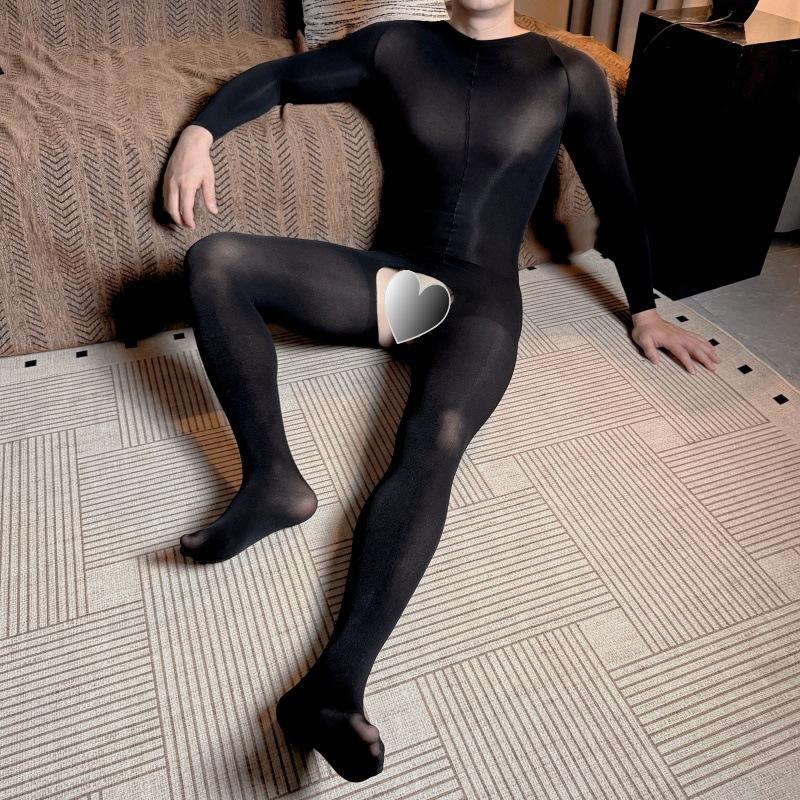 Large Size Velvet Super Soft 120D Men'S Sexy Jumpsuit One-Piece Stockings Onesie All-Inclusive Stockings Female Couple